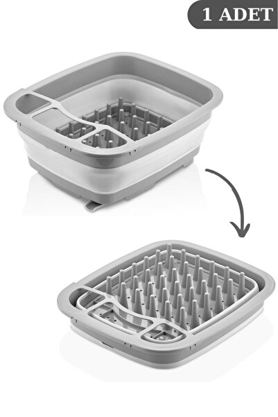Flosoft Katlanabilir Bulaşıklık & Badya, Akordiyon Kaşıklık Bölmeli Tabaklık Kurutmalık Badya 1 ADET