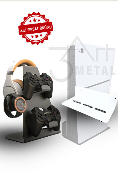 3art Metal 2'li Fırsat Ps5 Ve Ps5 Slim Duvar Standı  Joystick Konsol Tutacağı...