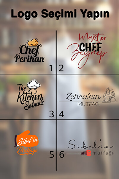 Moud's Kişiye Özel İsimli Logolu Mutfak Önlüğü, Aşçı Önlüğü, Şef Önlüğü, Cafeye Özel Mutfak Önlüğü