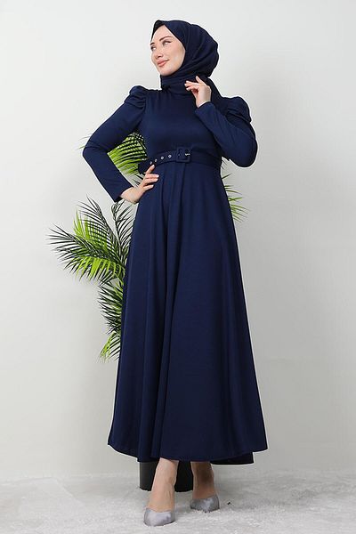 GİZ AGİYİM Φόρεμα Berna Balloon Sleeve Navy Blue