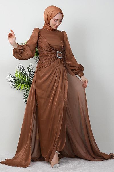 GİZ AGİYİM Ανοιχτό καφέ Aslı Φόρεμα Hijab