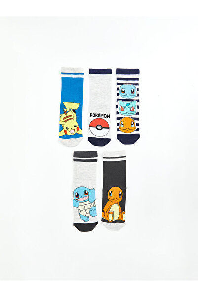 LC Waikiki جوارب للأولاد بنمط بيكاتشو مختلط، عبوة من 5 قطع