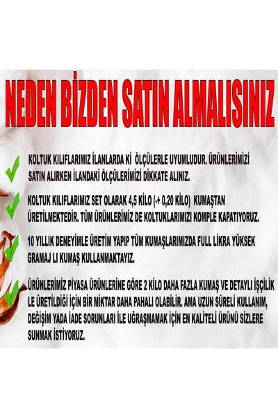 KILIFSAN Petek Kumaş 2 Adet Üçlü Çekyat- 2 Adet Tekli Koltuk Kılıfı Seti