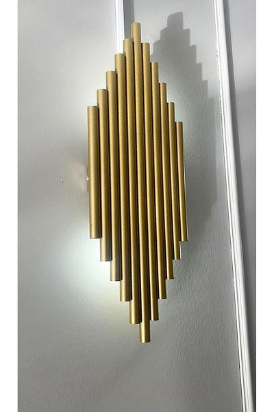 gaziantepavize Gold Metal Decorative White Light Wall Sconce - Led Included (Not Battery Operated)