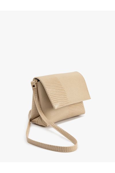 Koton Crocodile Look Crossbody Bag with Strap Cover