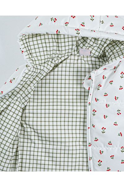 Baby Minty Cherry Patterned Hooded Children's Vest