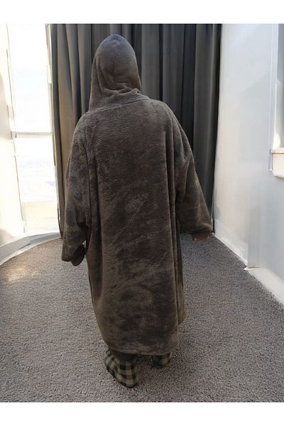 fluffy Wellsoft Wearable Hooded Healthy Jumpsuit - Warm Design for Television and Sleep