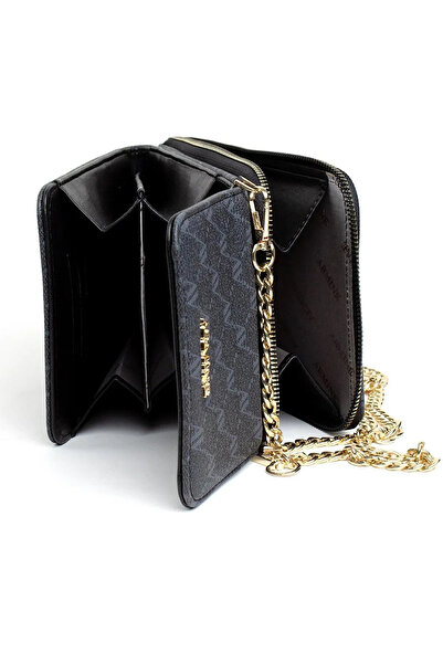 Armine Women's Black Dotted Evening Bag with Chain Strap - 266