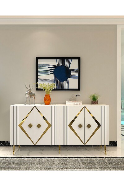 DEMONTE DECOR Dominodd(KB150) Konsol Beyaz-altın