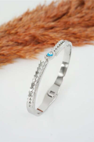 By Zeyna Aksesuar سوار نسائي من الفولاذ المقاوم للصدأ سعة 316 لتر مضاد للحساسية