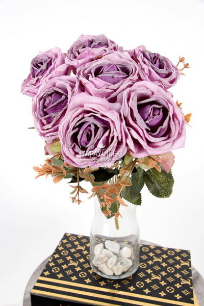 Yapay Çiçek Deposu Buchet de trandafiri uscați Yapay Lux, 7 bucăți, 40 cm, Li...