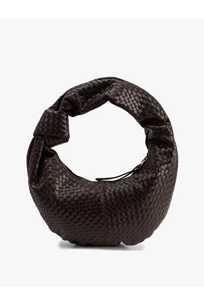Koton Textured Knot Detailed Zippered Shoulder Bag