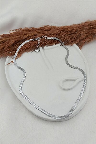 By Zeyna Aksesuar قلادة نسائية من الفولاذ المقاوم للتشوه مقاس 40 سم فضية اللو...