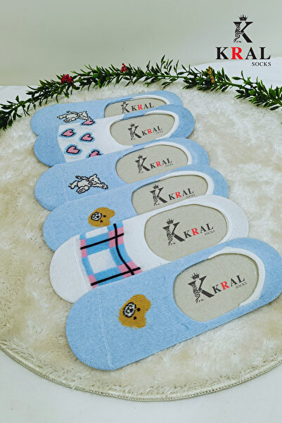 KRAL SOCKS 6 ζευγάρια χαριτωμένες βαμβακερές κάλτσες μπαλαρίνας Unisex - Teddy Bear Anti-Sweat