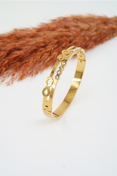 By Zeyna Aksesuar سوار نسائي على شكل إنفينيتي من الفولاذ المقاوم للصدأ سعة 31...