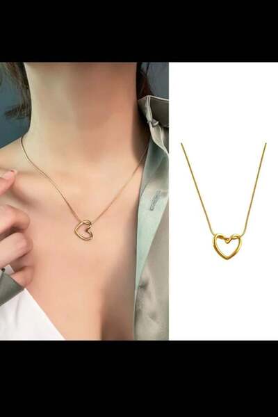 By Zeyna Aksesuar قلادة نسائية VIP Series 316 L - ستانلس ستيل، على شكل قلب، Stl1