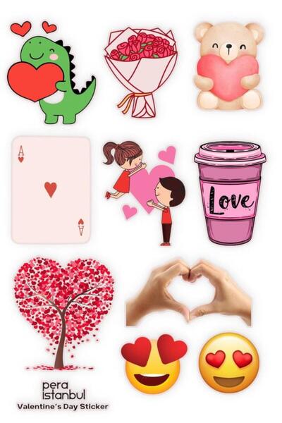 Pera İstanbul 2 Adet Renkli Sevgililer Günü Özel Sticker ve Hediyelik Sticker...