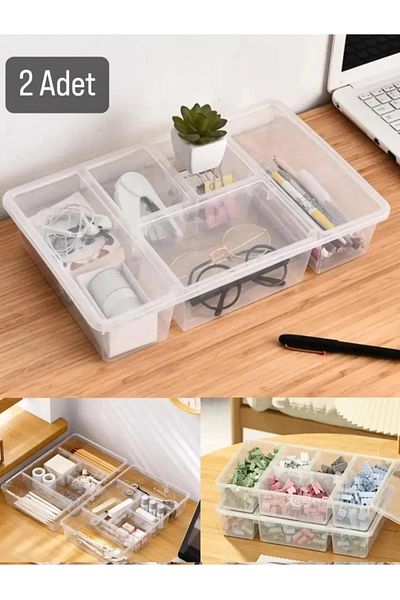 Bayev Luna 2 Pieces Drawer - Organizer Set with Lid Makeup and Pencil Box