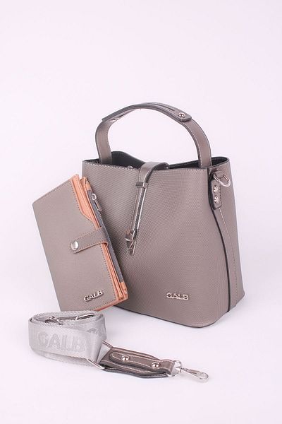 GALB LEATHER Сива дамска чанта за през рамо с 4 отделения, магнитна и широка презрамка, за ежедневна употреба, среден размер