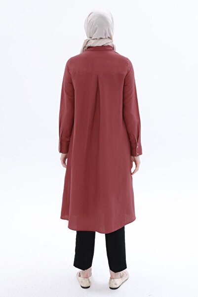 ALLDAY 24Ds51258Al0 Linen Long Slit Women's Shirt Tunic