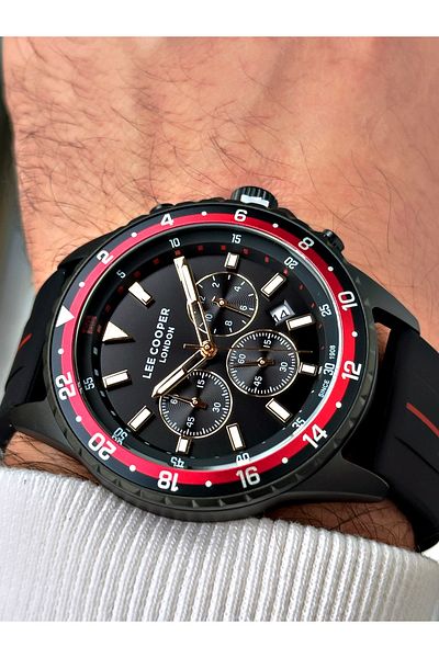 Lee Cooper Function Black Color Silicone Cord Men's Wrist Watch 7210.651