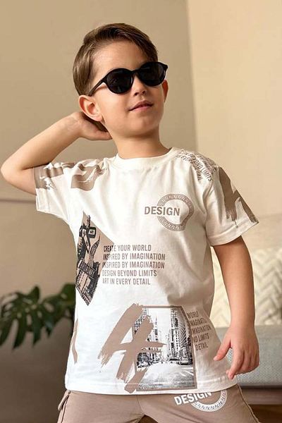 Riccotarz Σετ αθλητικής φόρμας Boy's Cargo Pocket και σχέδιο με στάμπα μπεζ