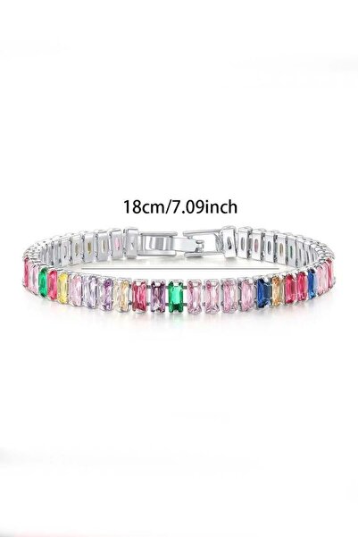 By Zeyna Aksesuar Women's 316 L Steel Vip Series Antiallergic Baguette Zircon...
