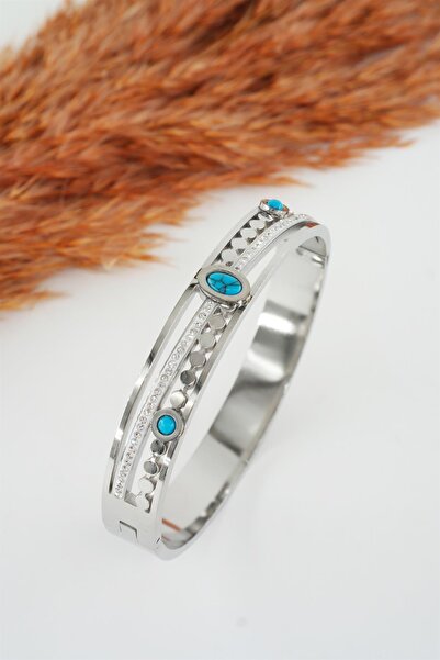 By Zeyna Aksesuar سوار نسائي من الفولاذ المقاوم للصدأ سعة 316 لتر مضاد للحساسية