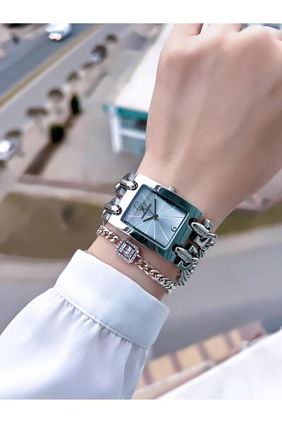 Daniel Klein Women's Watch and Bracelet Set Sports Chain Cord Corner - Bdk.10036.1
