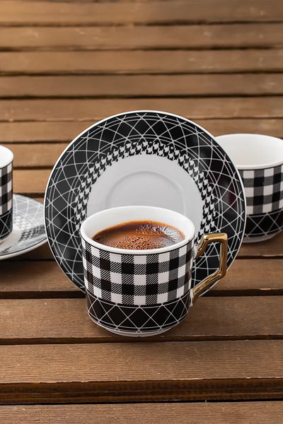 Porsima Yky097-5 6-Person 12-Piece Porcelain Turkish Coffee Cup Set Luxury Coffee Cup Set 100ml