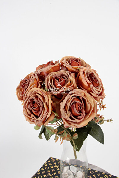 Yapay Çiçek Deposu Buchet de trandafiri uscati artificiale Lux 7 piese 40 cm maro