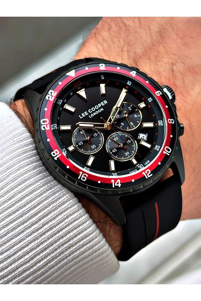 Lee Cooper Function Black Color Silicone Cord Men's Wrist Watch 7210.651