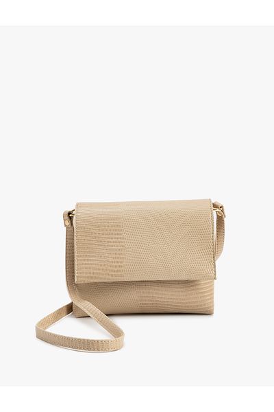 Koton Crocodile Look Crossbody Bag with Strap Cover