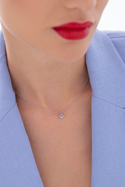 Pure Love ATELIER 925 Ayar Gümüş, Mavi Topaz Taşlı Kolye