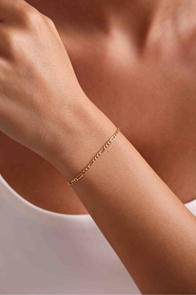 Bayar Gold 14 Ayar Altın Figaro Zincir Bileklik 2.5 mm