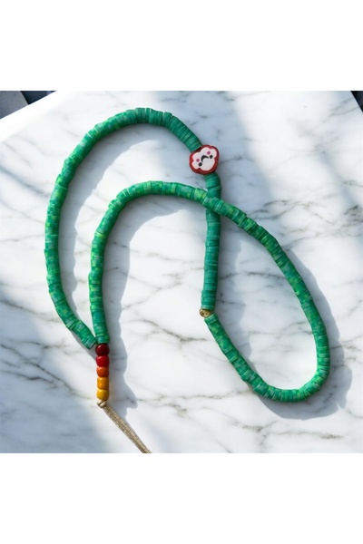 Takıtolia Yeşil Fimo Boncuklu Bulut Figürlü Cep Telefonu Charmı Telefon İpi A...