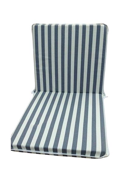 Mandaş 1 Piece Commander Chair Cushion with Back, Garden Chair Cushion - Gray Striped