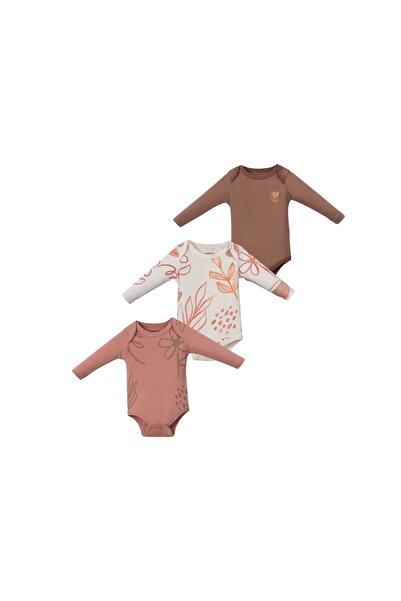 Necix's بدلة قطعة واحدة بأكمام طويلة مزينة بالزهور (مجموعة من 3)