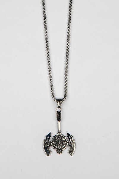 Lila Rosa Viking Balta Otantik Uzun Çelik Kolye