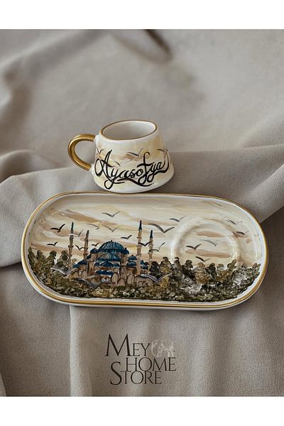Store كوب قهوة اسطنبول آيا صوفيا - تصميم خاص مرسومة يدويًا، هدية (قطعة واحدة)