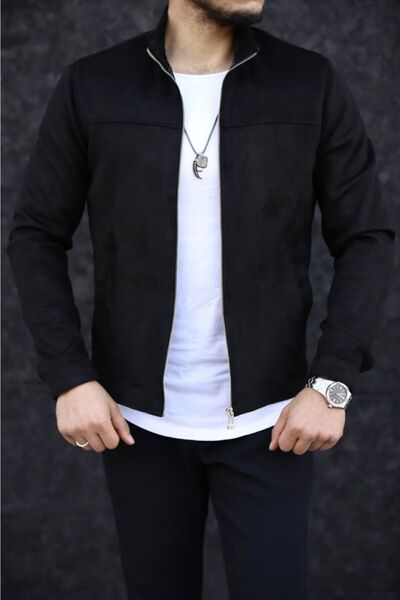 BASEL.CO Pánská černá semišová jarní bunda