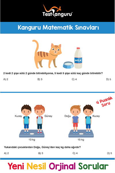 Dikkat Atölyesi Yayınları 2. Sınıf Zihin Çalıştıran Eğlenceli Kanguru Matematik Soruları