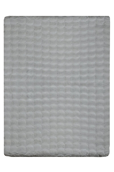 Saray Life Tavşan Tüyü Peluş Bubble Serisi Özel Dokuma Tabanlı Desenli Gri Re...