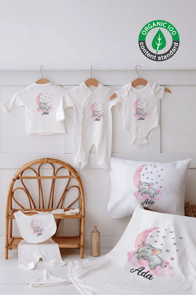 Lilabio %100 Organik Isme Özel Isimli 10lu Hastane Çıkışı Fil