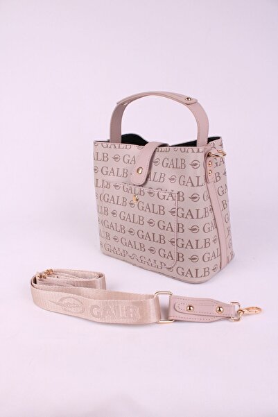 GALB LEATHER Stone Color Women's Shoulder Bag with 4 Compartments and Magnetic Wide Strap, Medium Size, Suitable for Daily Use