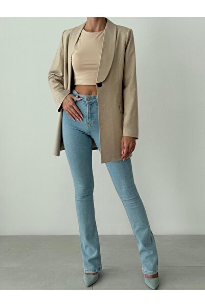 Genel Markalar Kadın Taş Şalyaka Blazer Ceket