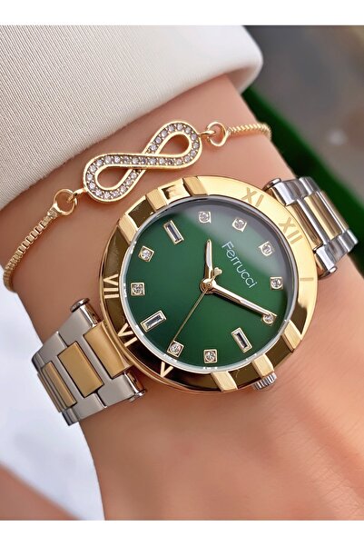 Ferrucci Ferruci Marka Sarı Gümüş Renk Çelik Kordon 2 Yıl Garantili Kadın Kol...