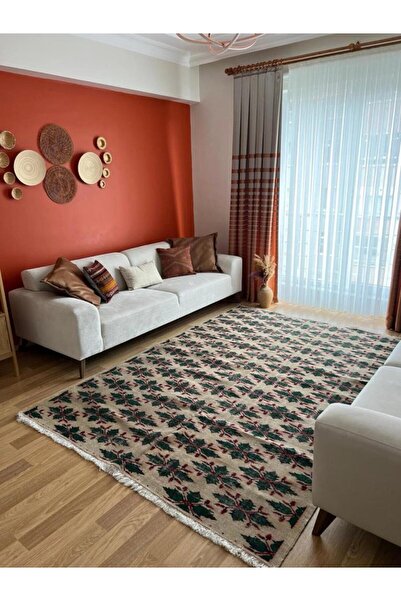 DesignEv 192x273 cm El Yapımı Büyük Halı, Oversize Türk Kilimi, Boho Tarzı Ha...