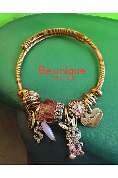 Be Unique Design Tavşan Figürlü Harfli Şans Bileziği