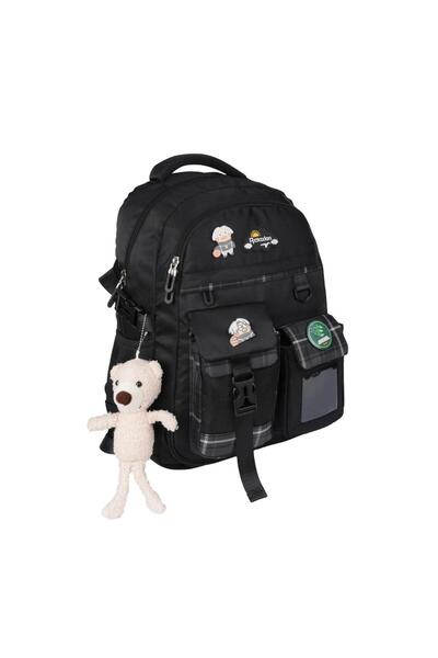 DODOMAR Relaxion Luxe School-Backpack 1454-Black with Bear